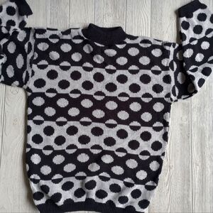 Vtg Bears Crossing Sweater Women’s Size Medium Black White Mock Neck Turtleneck